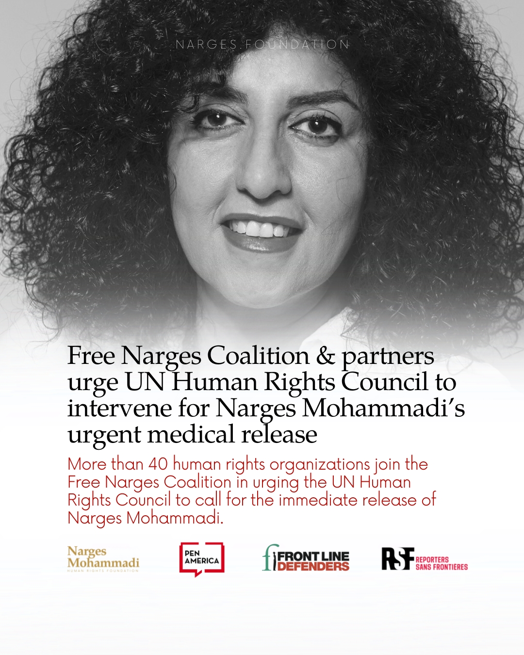 Free Narges Coalition and partners urge UN Human Rights Council to intervene for Narges Mohammadi’s urgent medical release